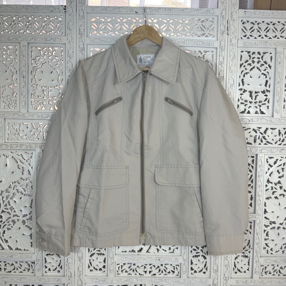 Vtg London Fog Tan Full Zip‎ Jacket Outdoor Hiking Neutral Versatile Mens M/L
